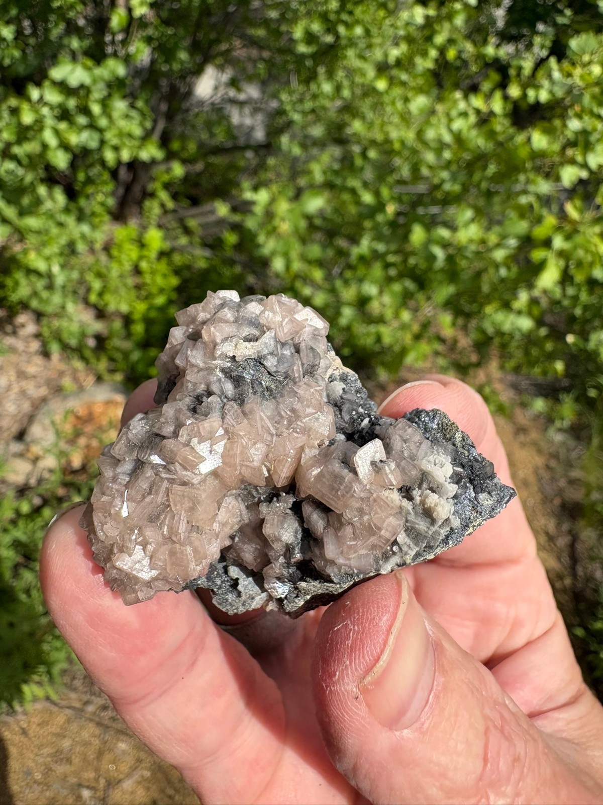 Smithsonite on Tennantite, “cobaltoan”, Tsumeb, Namibia