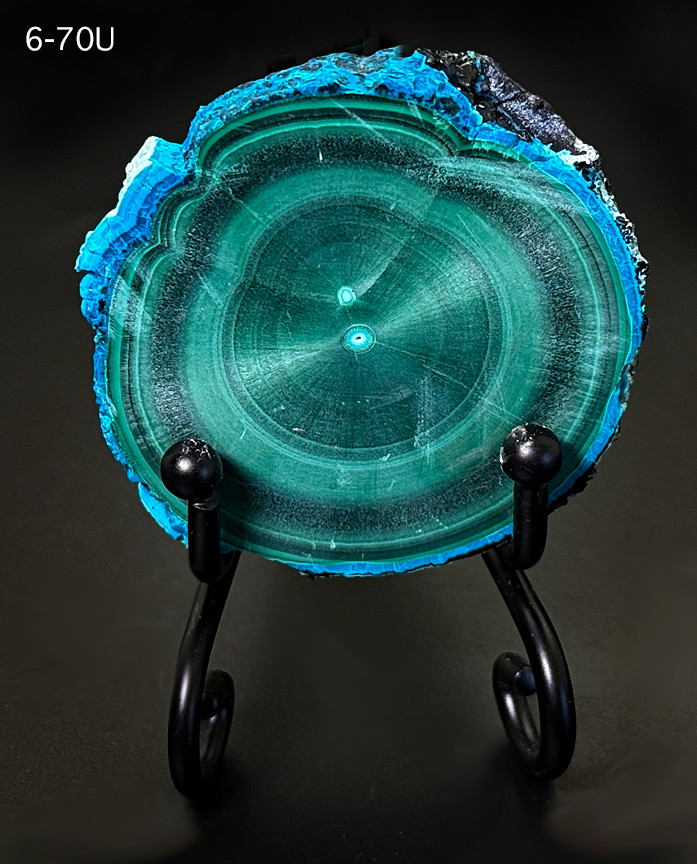 MALACHITE CHATOYANT DISC FROM RARE STALACTITE – 1.8″ – US GEMOLOGIST SELLER