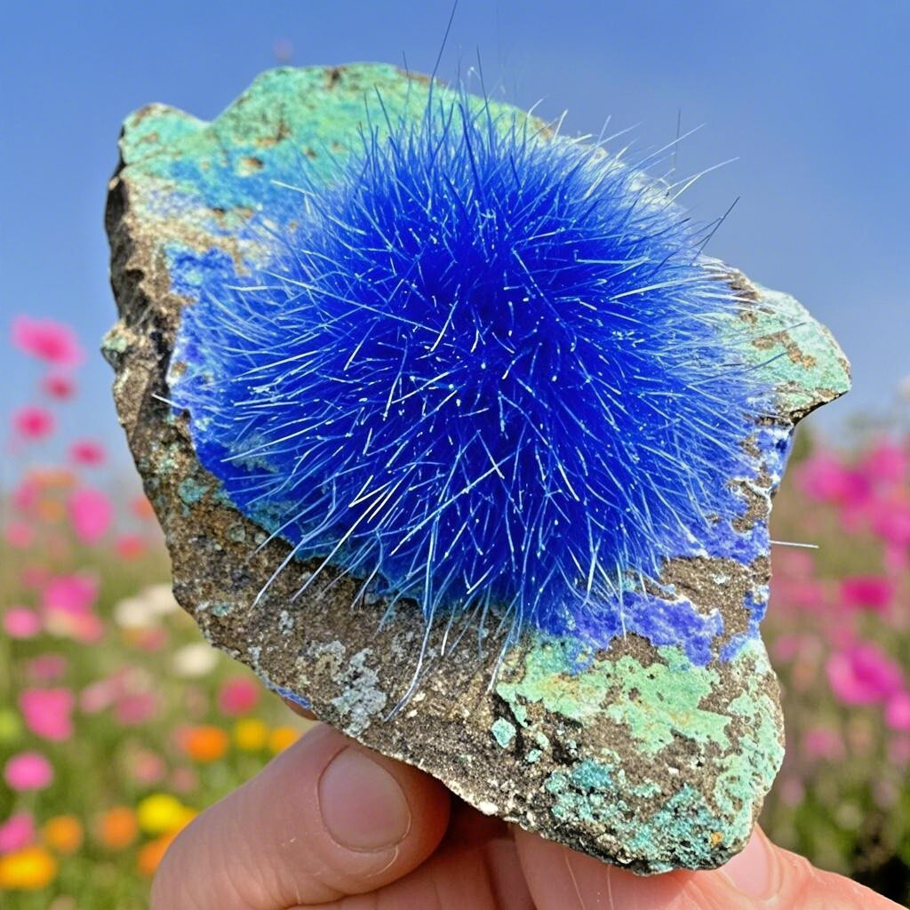 50-80g Blue Dandelion Zeolite Quartz Crystal Healing Cluster Mineral Specimen