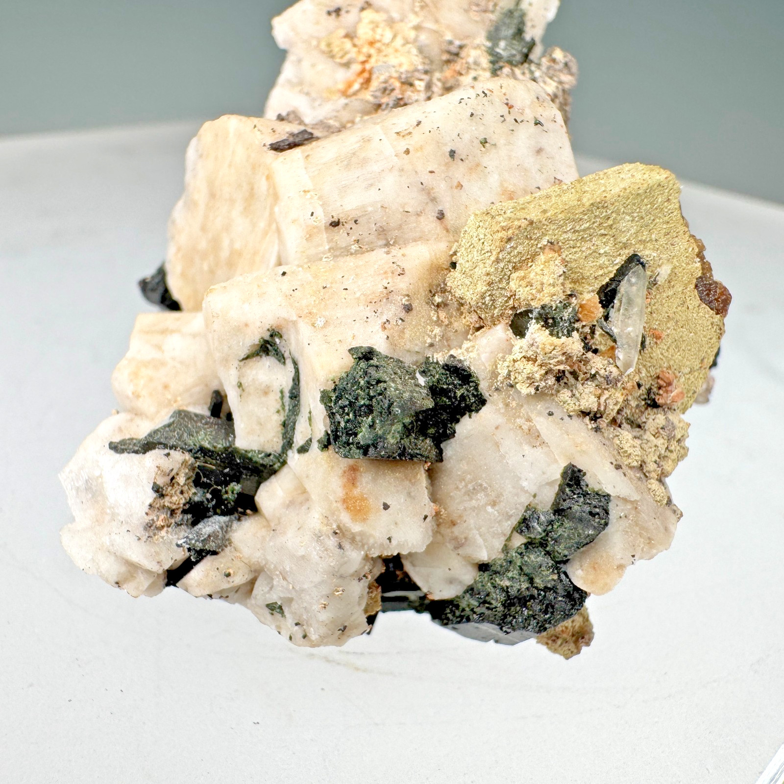 Sharp Bastnasite-(Ce) Crystal on Aegirine, Microcline: Mount Malosa, Malawi