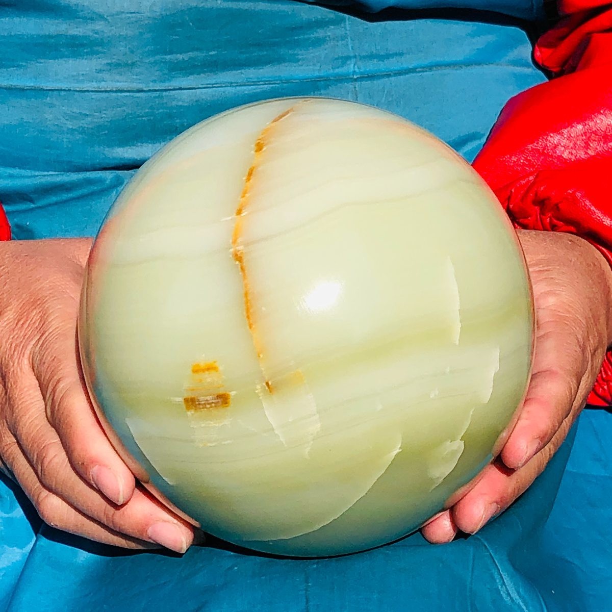 9.17LB Natural Afghan Jade Sphere Polished Crystal Healing Ball Home Reiki