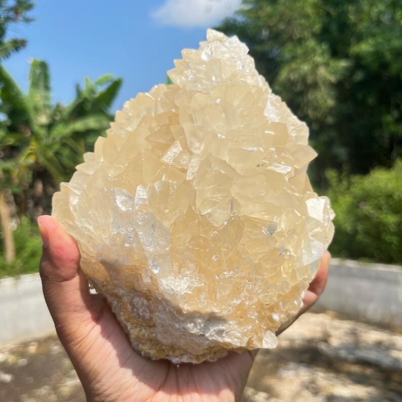 6 Lb Huge Yellowish Calcite Crystal | HighQuality Flower Calcite | Healing Stone