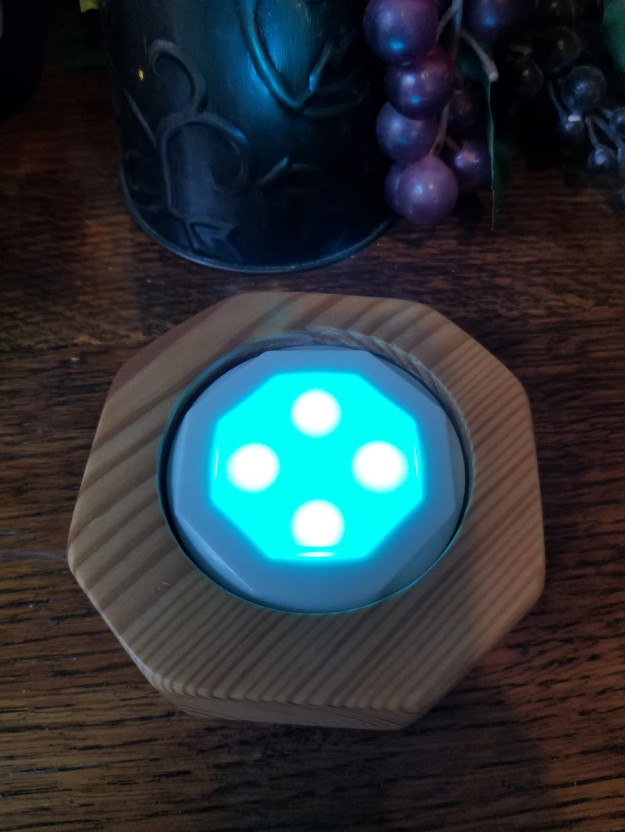 LED Lighted Wood Display Base Color Changing Cordless Octagon Stand