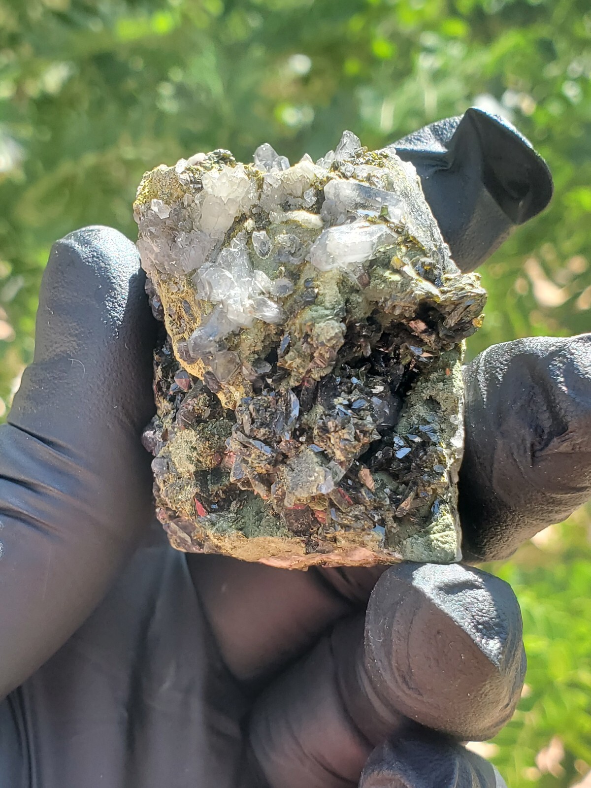 64gNatural Epidote, Super Sparkly Green Epidote with Quartz Specimen, Epidote