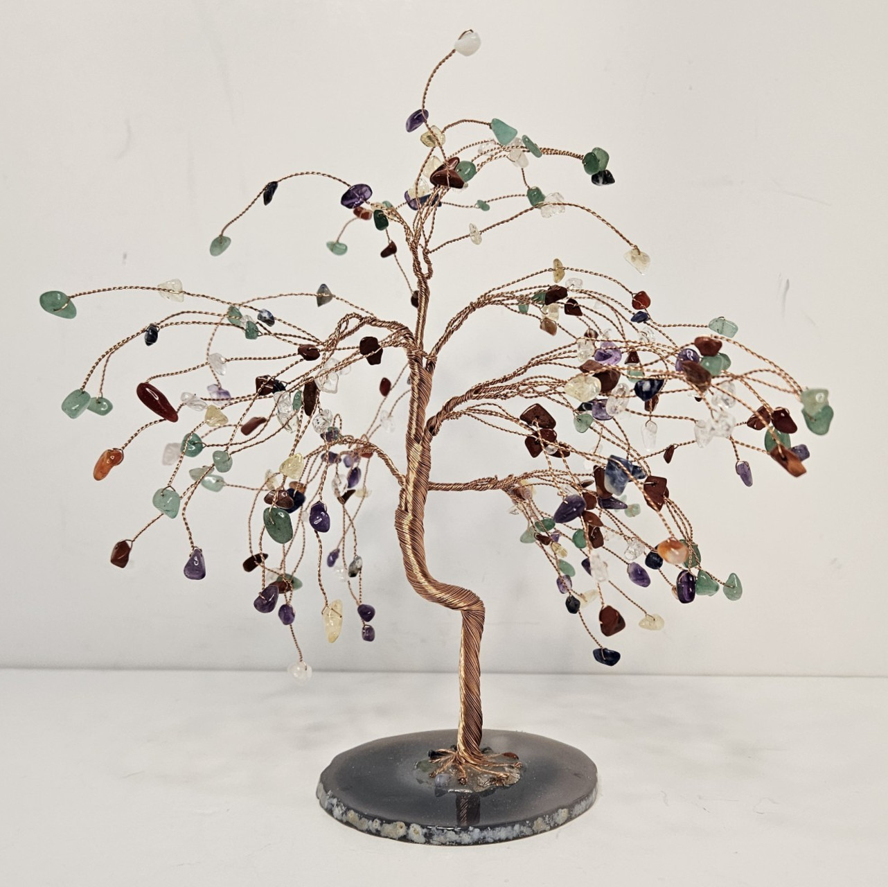 Beautiful Multi Stone Copper Wire Tree of LIFE approx. 8 in Tall Tree