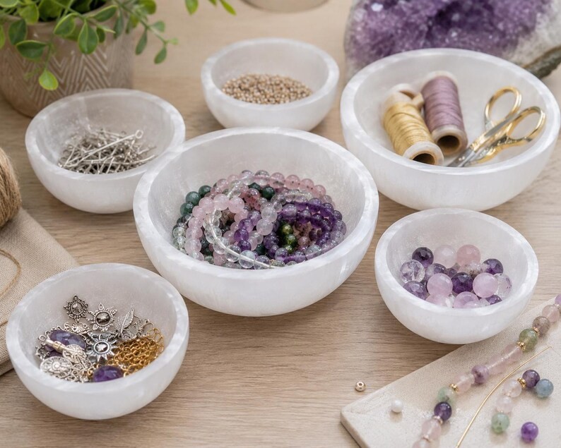 Polished Selenite Charging Bowl: 2″, 3″, 4″ or 6″ Crystal Cleaning & Cleansing