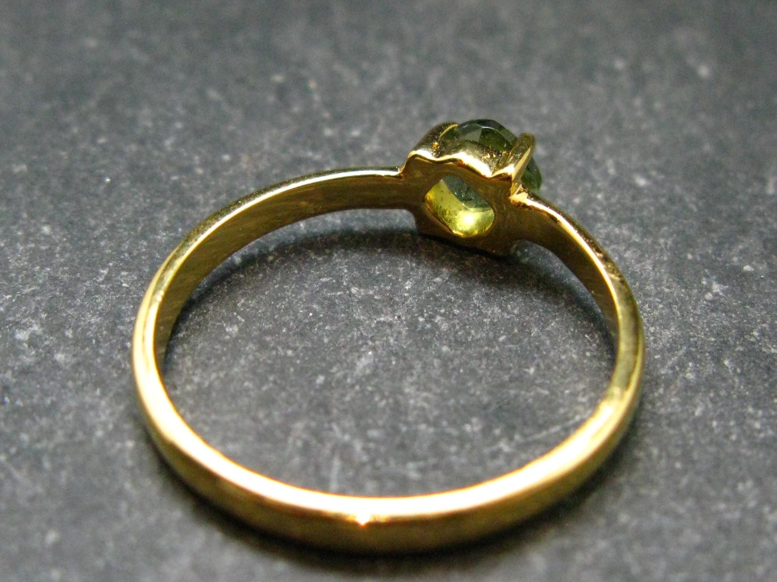 Moldavite Gold Plated Silver Facetted Ring – Size 8.25 – 1.81 Grams