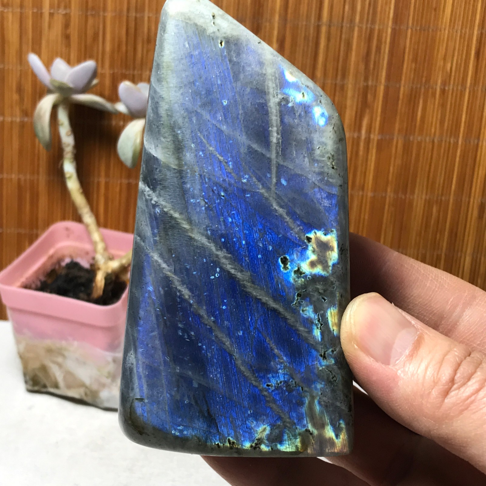 108-53-40mm Natural Labradorite Crystal gemstone Polish Mineral Specimen A3327