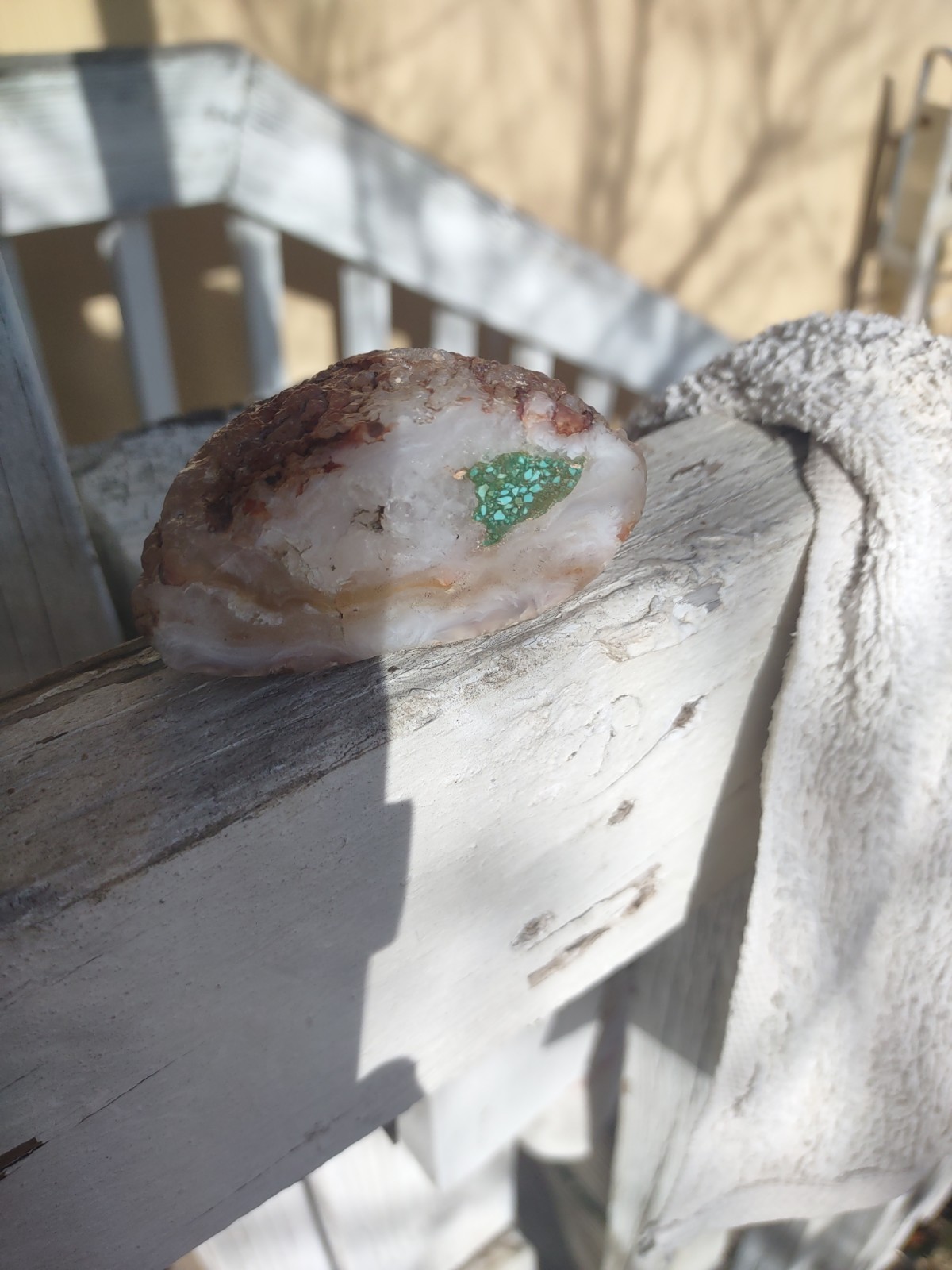 Agate With Turquoise Deposit And Small Pyrite Viens Very Rare 107.5g