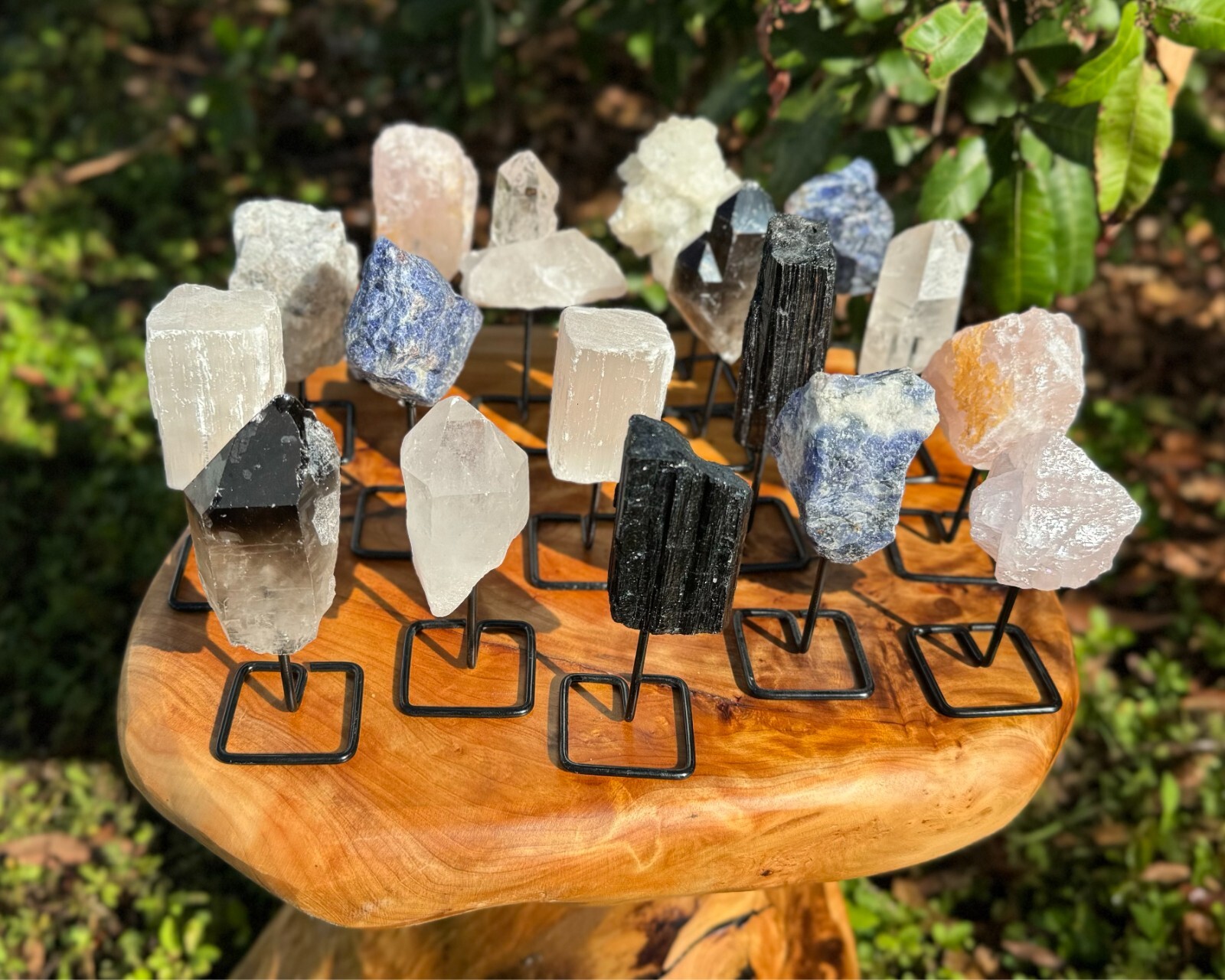 Natural Crystal On Metal Stands – Choose Gemstone (Home Protection Crystals)