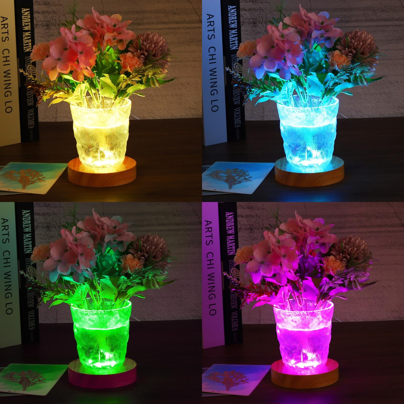 4×4 Inch Wooden LED Light Base, Wood Light Display Base Stand Lighting with S…