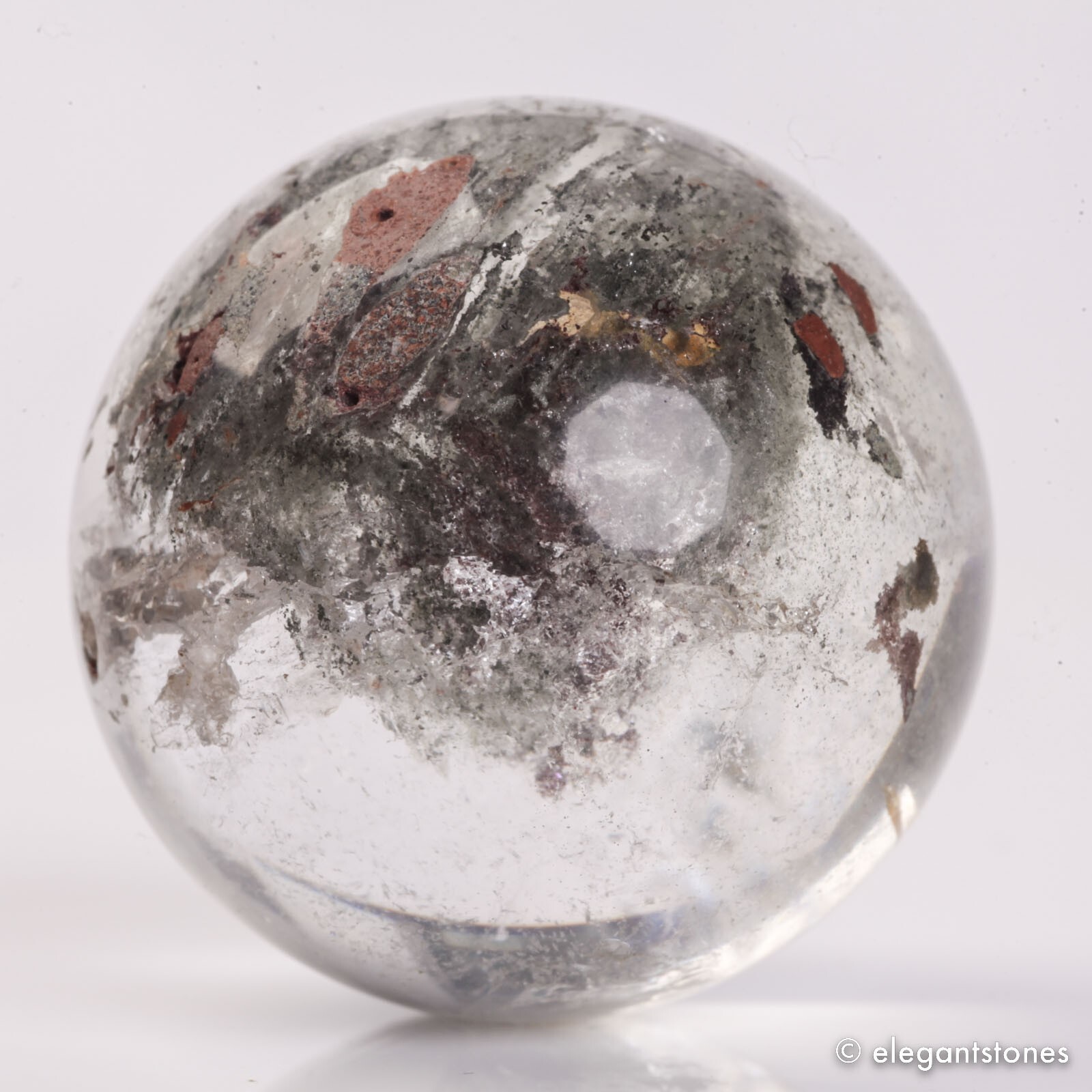 88g40mm Natural Garden/Phantom/Ghost/Lodolite Quartz Crystal Sphere Healing Ball