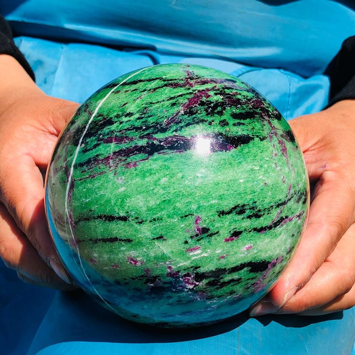 5.67 LB Large Natural Ruby Zoisite Sphere Crystal Healing Stone Specimen 5158