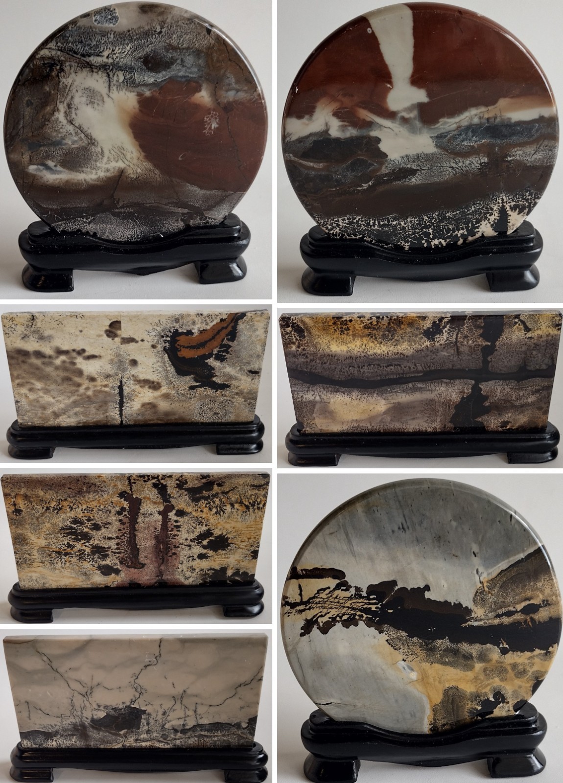 Picture Jasper Landscape Stone on Stand Polished Slab Round Scenic Jasper