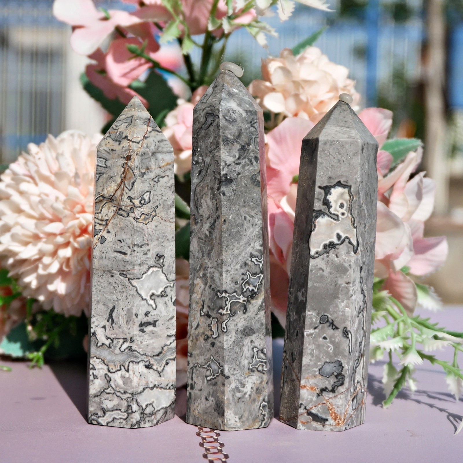 3.5″ Picasso Jasper Point Crystal Tower Natural Healing Stone Reiki Chakra 1PC