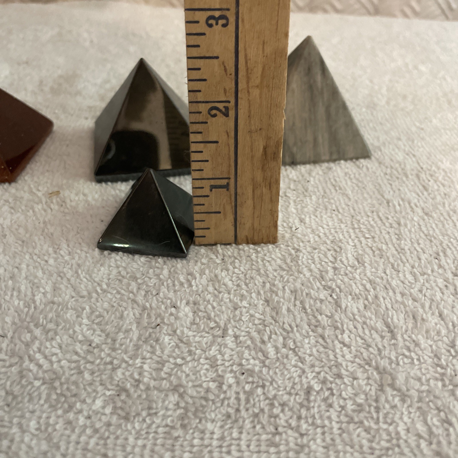 Polished Lot Of 5 Stone Pyramid Paperweight Egyptian Egypt mystic library travel