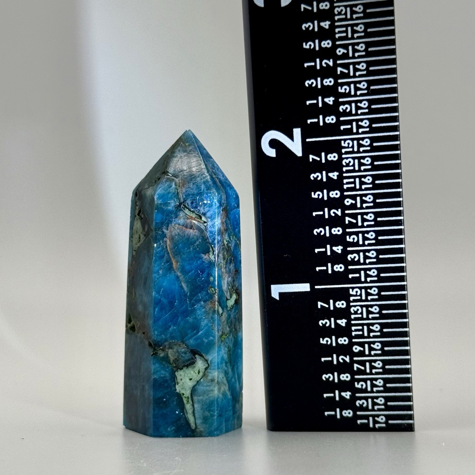 Blue Apatite Tower, Approx. 2 1/8”