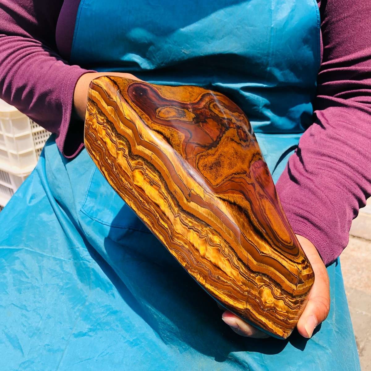 4980G Large Natural Tiger’s Eye Quartz Crystal Rough Mineral Specimen MH5345