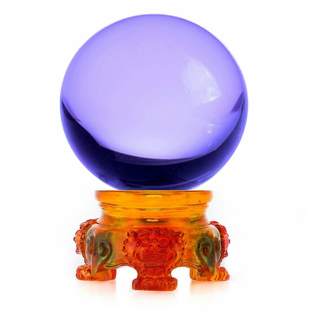 3in (80mm) Crystal Ball with Rainbow Lion Stand 10 colors to choose from