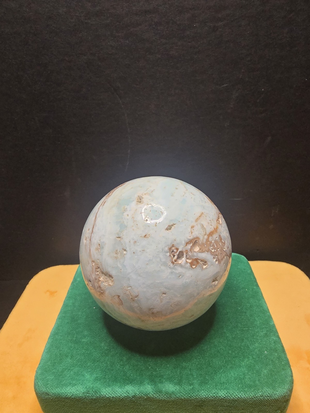Massive 994g Caribbean Calcite & Blue Aragonite Polished Crystal Sphere Specimen