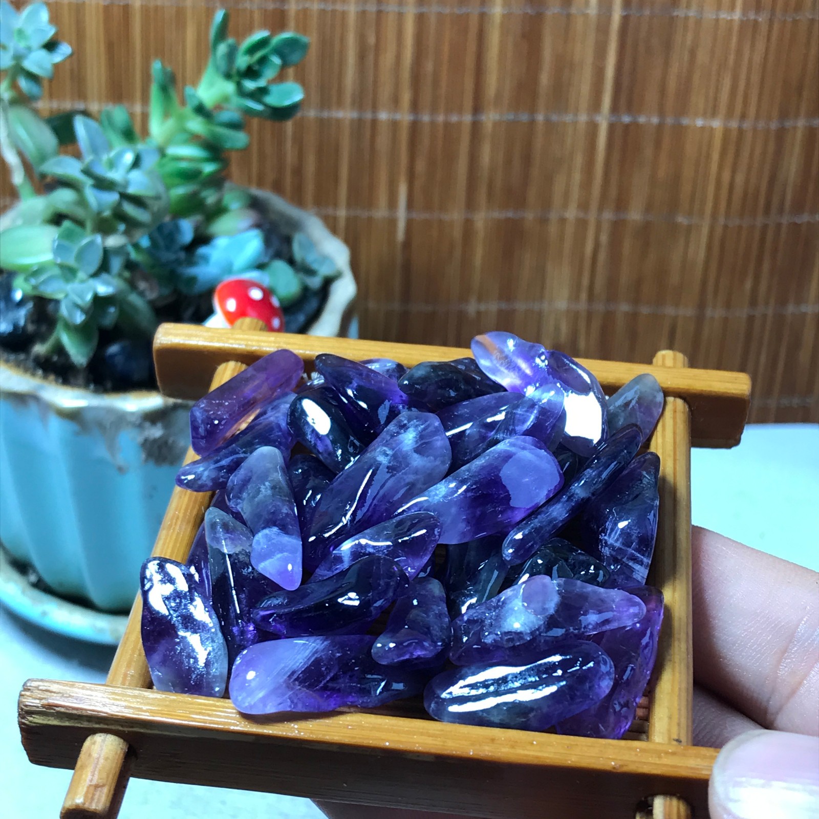 32pcs Natural Dreamy amethyst Crystal gemstone Polish Mineral Specimen 60g A6586