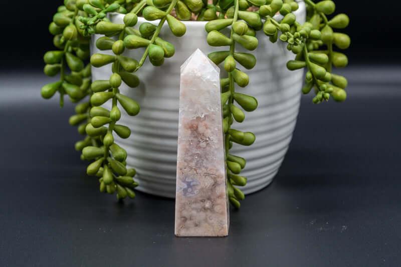 Pink Amethyst w/Flower Agate Tower 3.75″