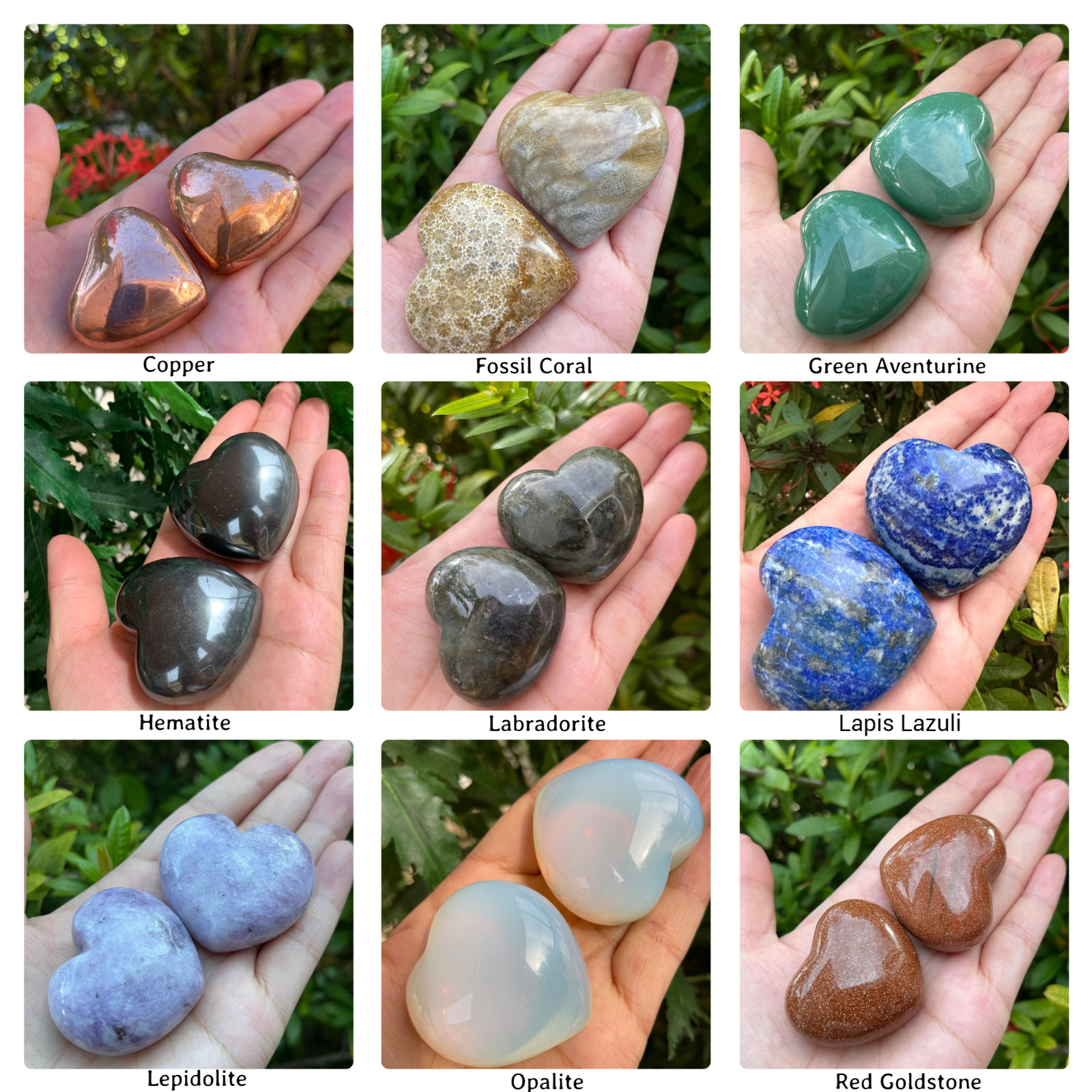 Large Gemstone Heart, 1.75″ Polished Crystals Gemstone Puffy Hearts, Pick a Type