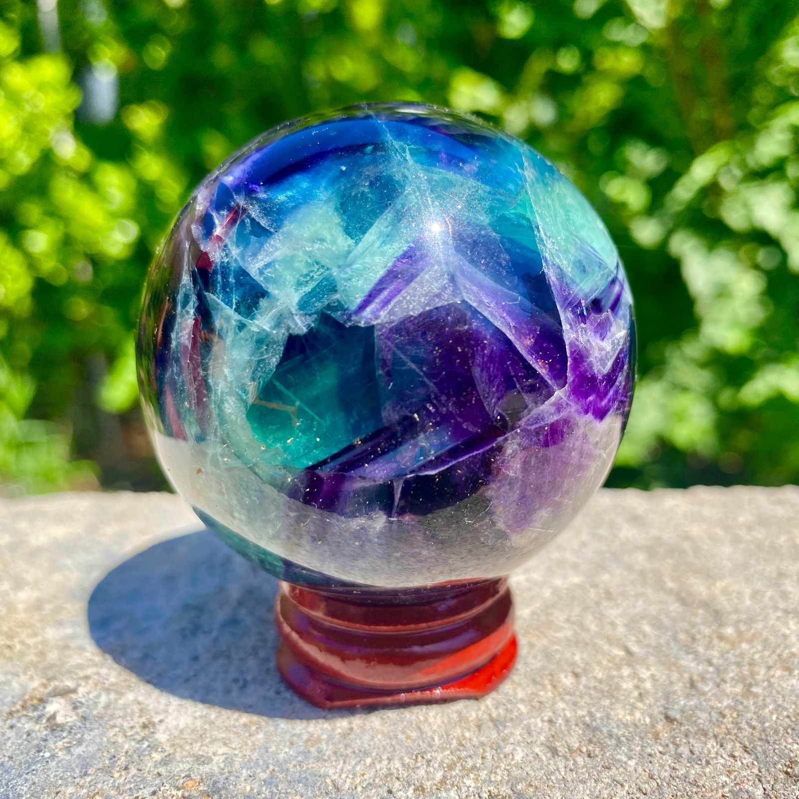 304G natural Green fluorite ball quartz crystal Sphere Reiki energy healing