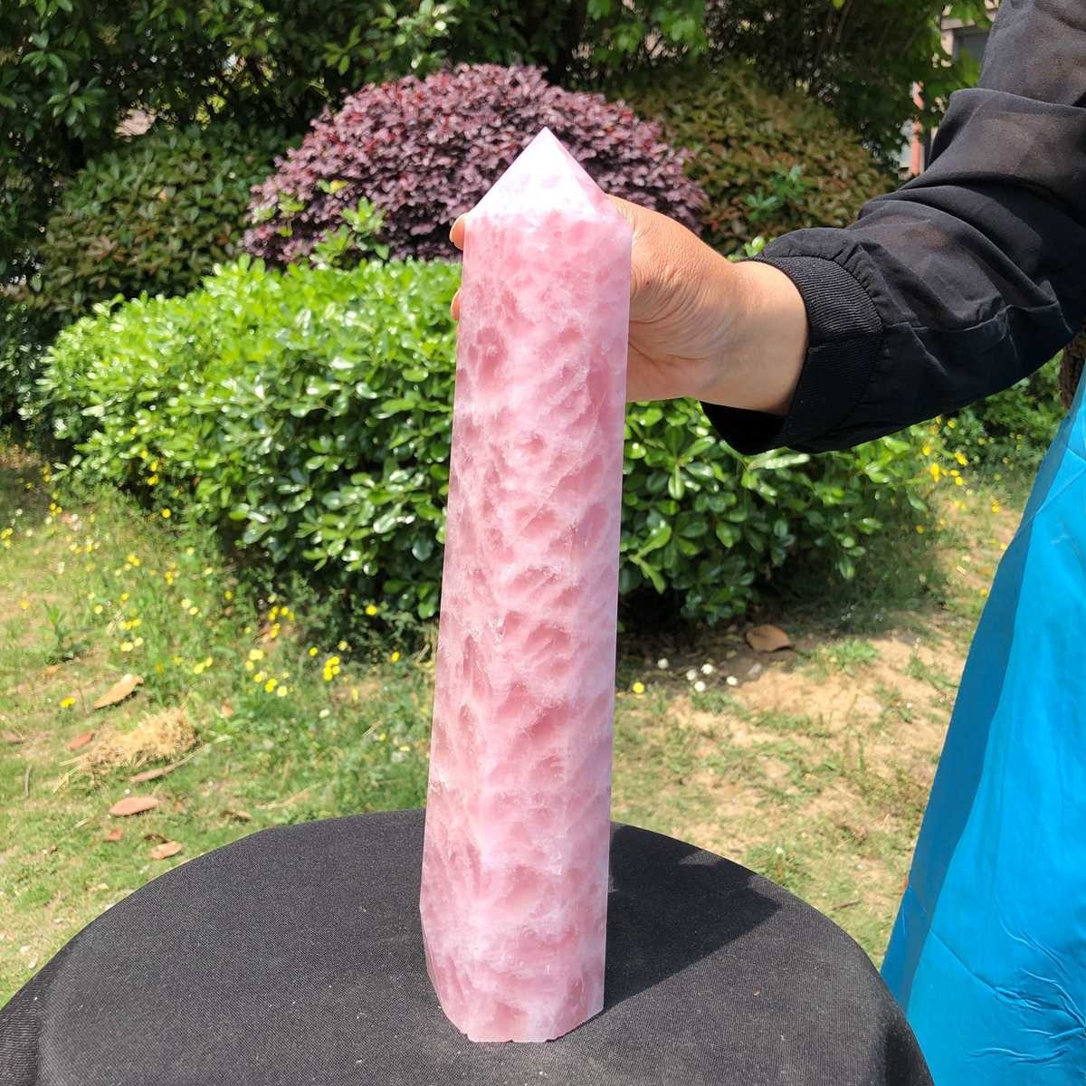 3.69LB Natural rose quartz obelisk pink crystal tower point healing decor