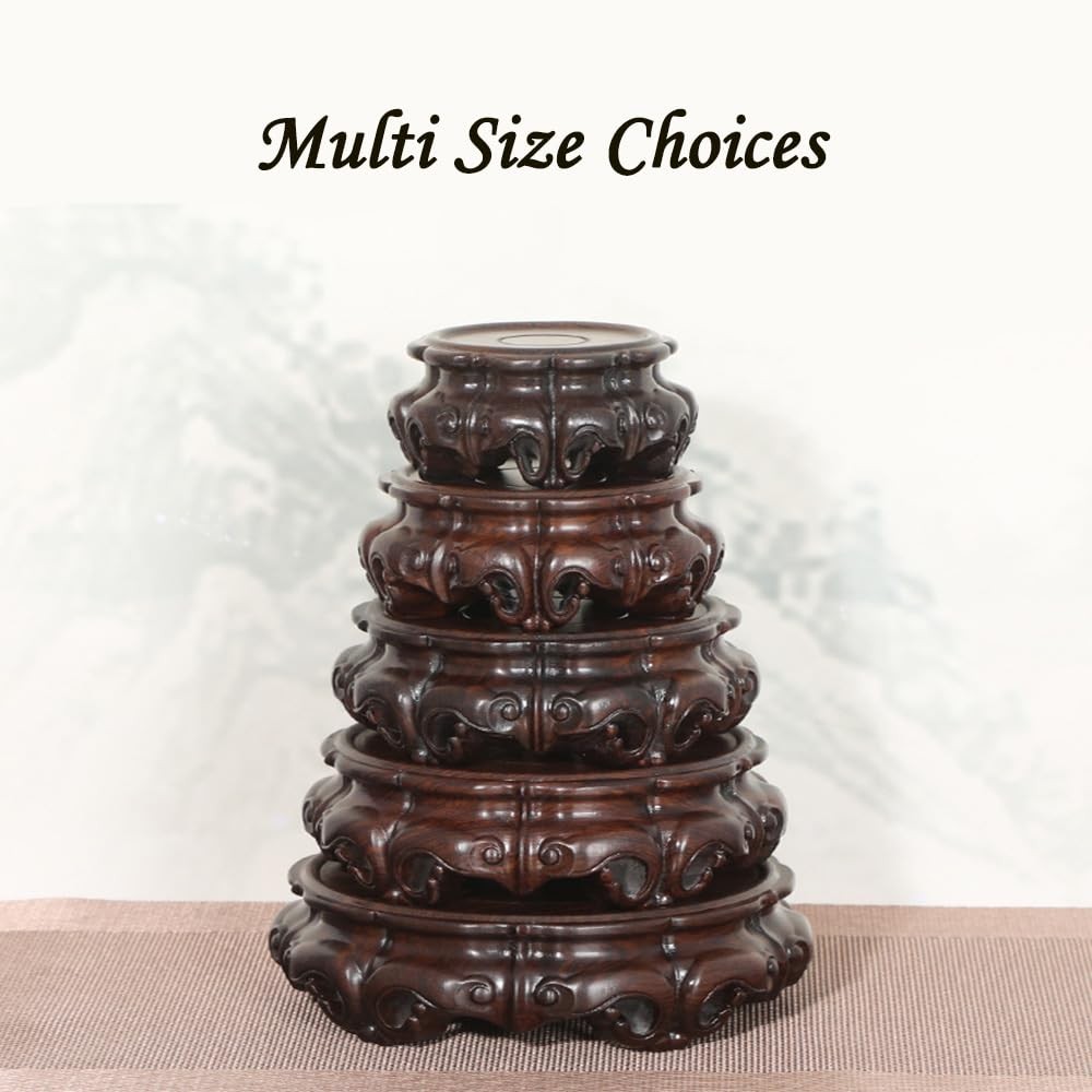 Rosewood Round Asian Wood Carving Pedestal Display Wooden Ornament Stand Base