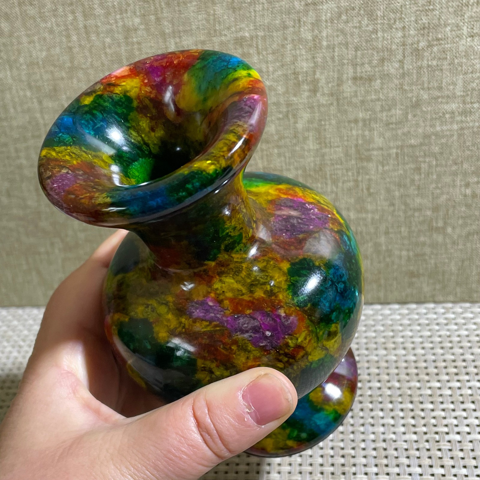 888g Seven Colors Jade vase specimen Decorative -Taiwan China