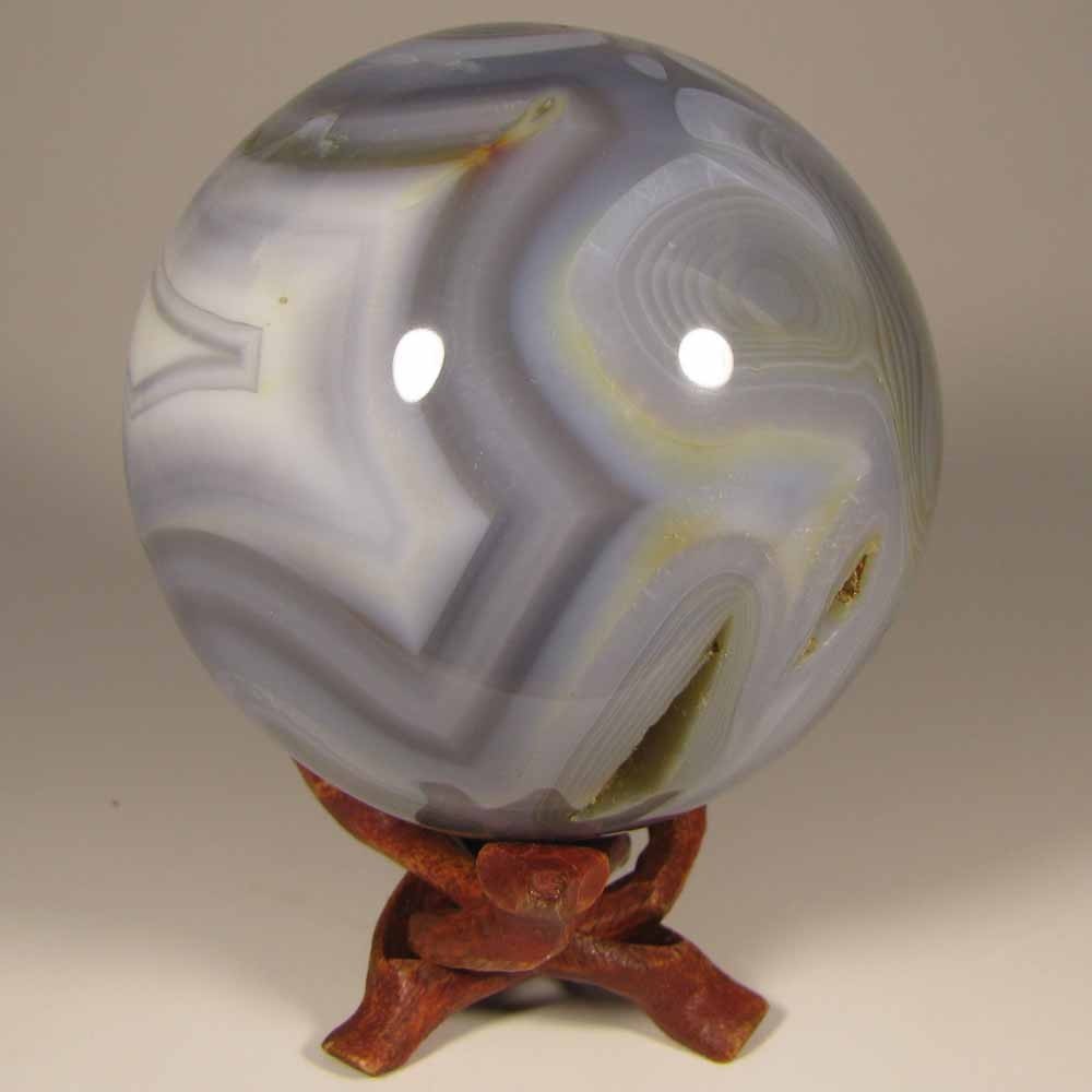 3″ BANDED AGATE Crystal Sphere Ball w/ Stand – Madagascar – 76mm – 1.4 lbs.