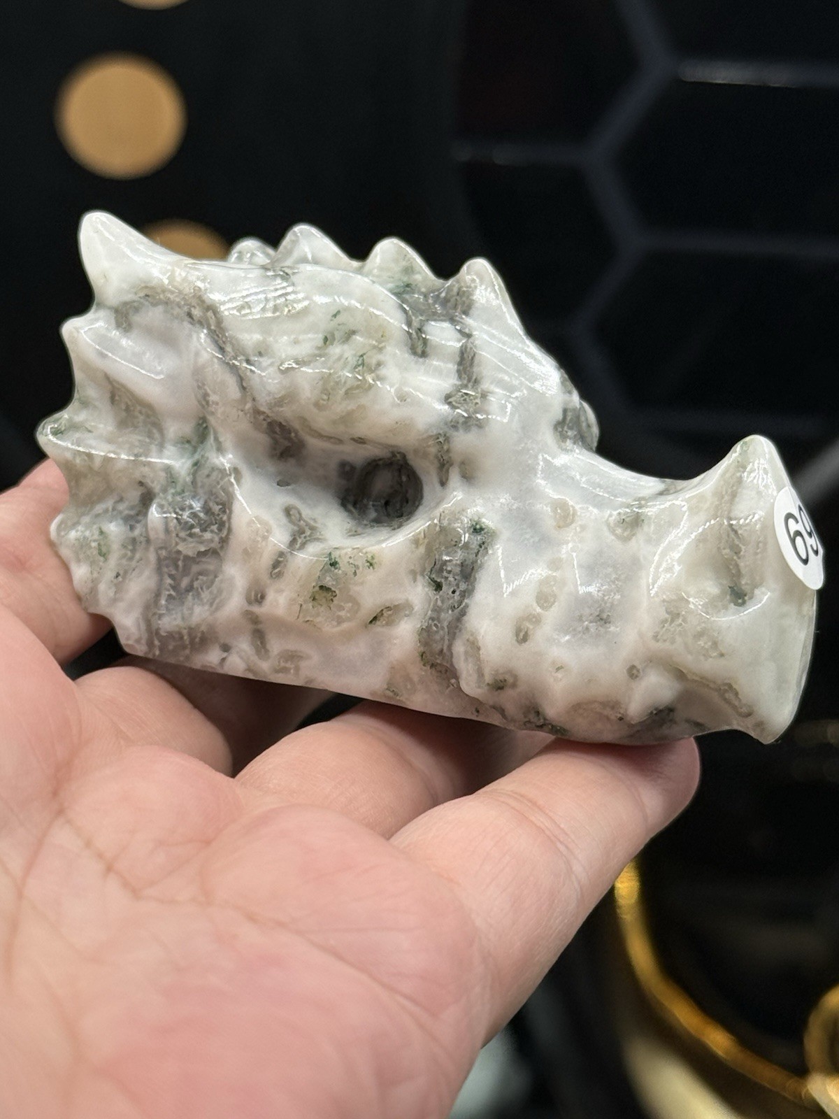 Natural Tree Agate Dragon Head Skull Good size Great price Free ship & gift