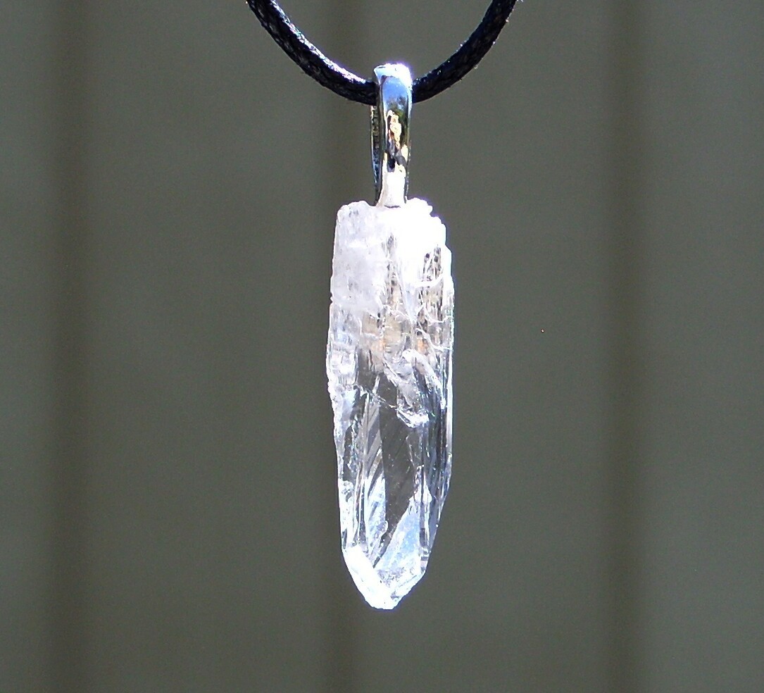High Grade Clear Danburite Free Form Stone Crystal Pendant Necklace