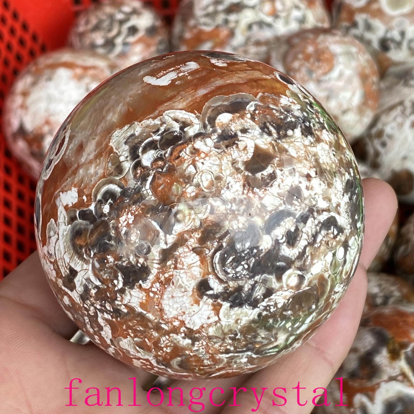 1pc Natural Mexican Agate Ball Sphere Quartz Crystal Mineral Reike Healing 50mm+
