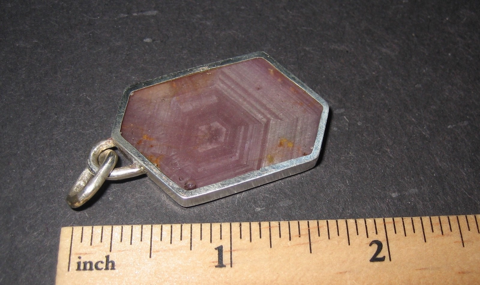 36mm x 22mm RUBY CRYSTAL STONE MINERAL SILVER PENDANT TANZANIA W/ RESIN COATING