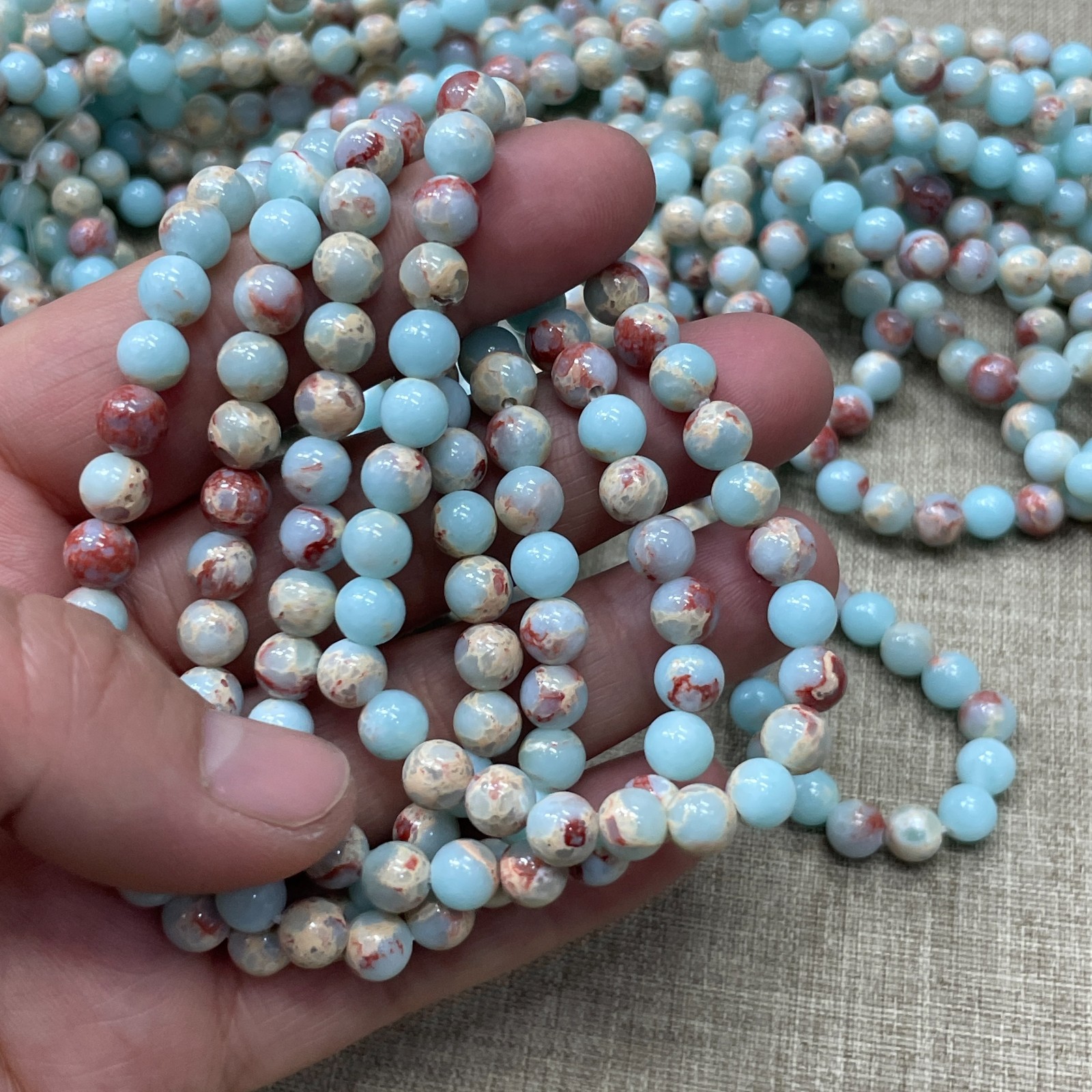 Wholesale 1 Pcs beautiful Stone ball beads 6mm 7.5” crystal Stretch Bracelet