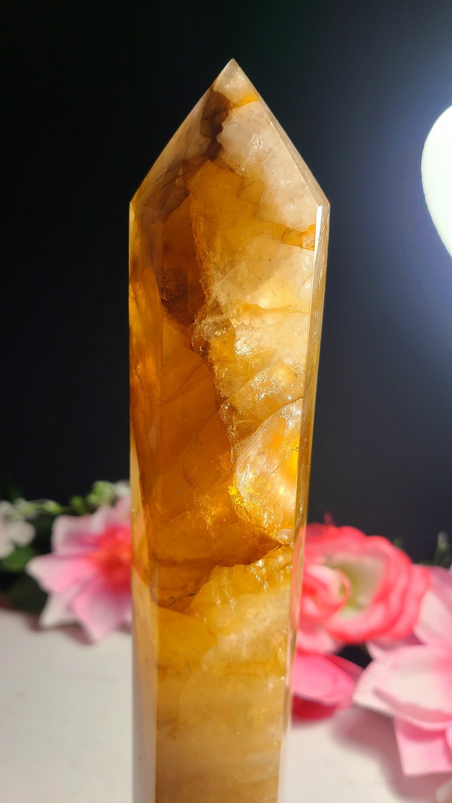 XXX Large 10″ 958g 2.2lb A+ Golden Healer Quartz Tower Generator Wealth Crystal