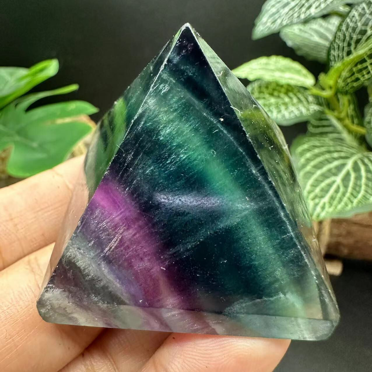 40mm Natural Colorful fluorite pyramid crystal chakras quartz tower healing.1pc