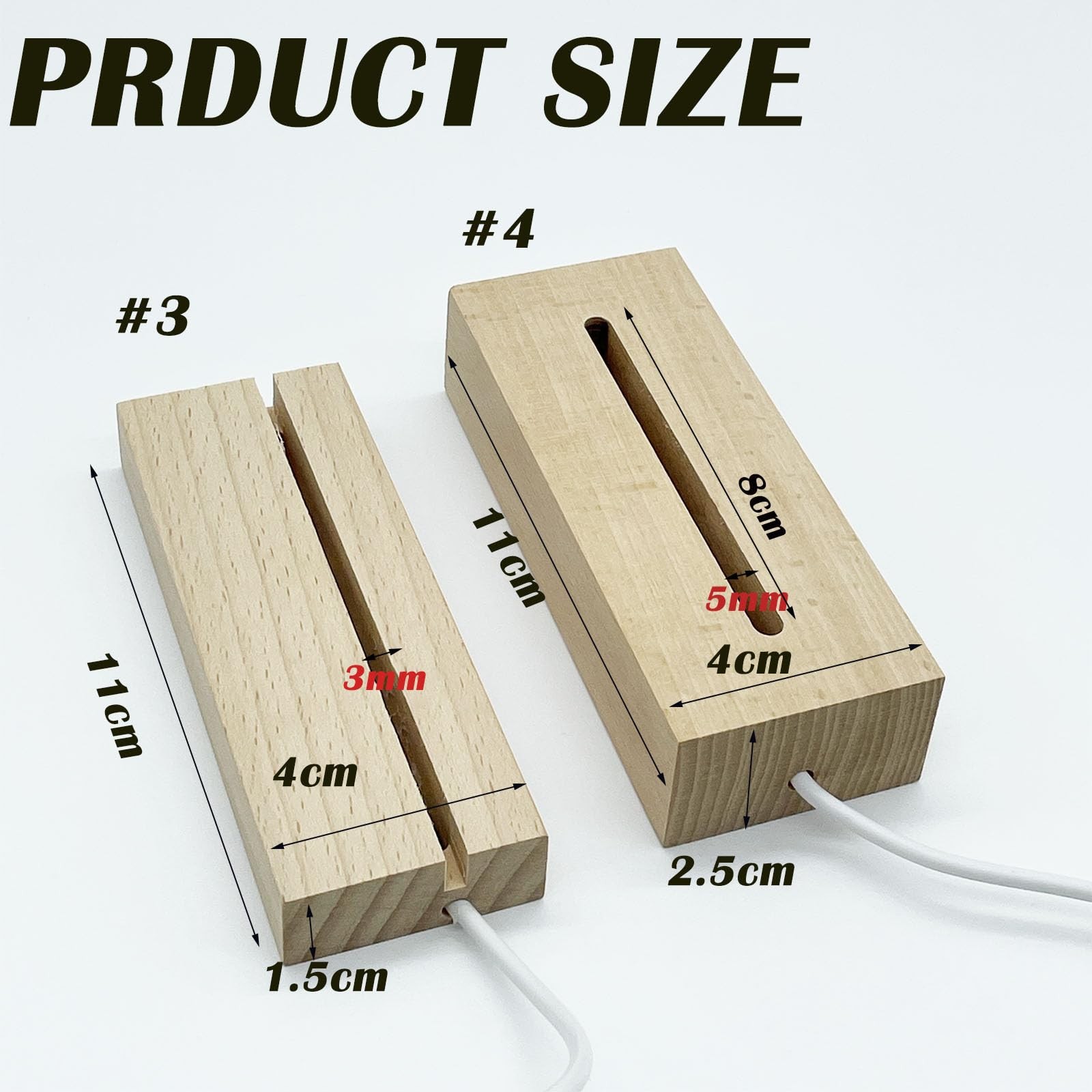 4Pcs 4.33″ Wooden Light Display Stand Base,Rectangle Wood Light Base Wooden L…