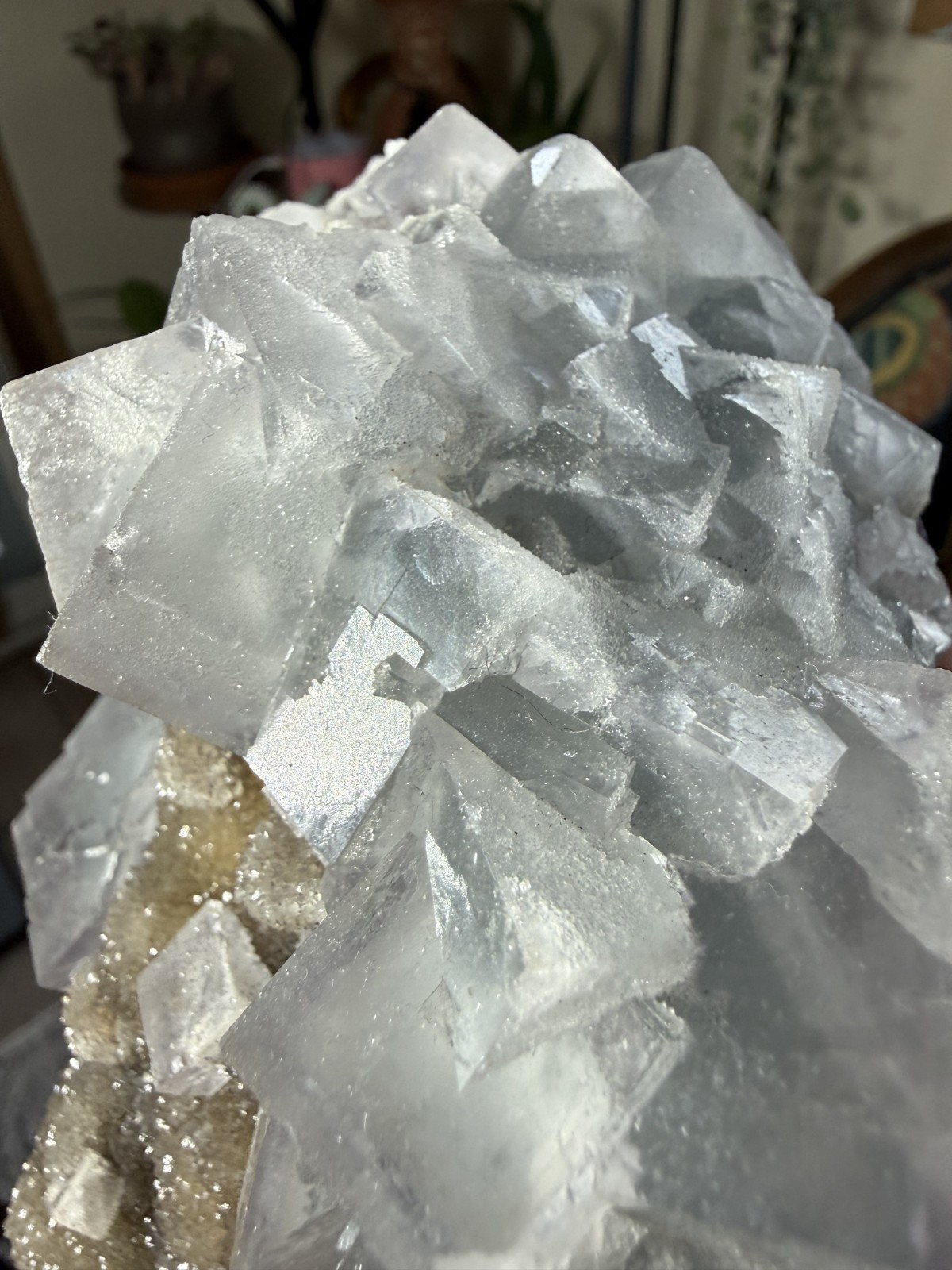 Sky Blue Cubic Fluorite on Smoky Quartz Crystal – 3.86lbs