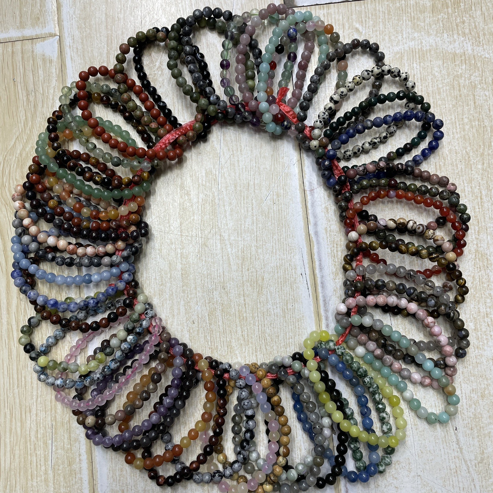 50Pcs Wholesale Beautiful Stone 6mm ball Beads Healing crystal Stretch Bracelet