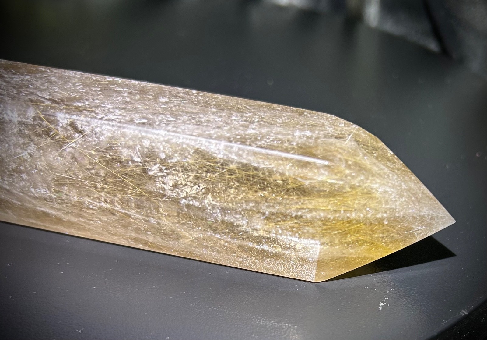 9.2″ Gold Rutile Smoky Quartz Tower 1lb 1.1oz (485 grams)