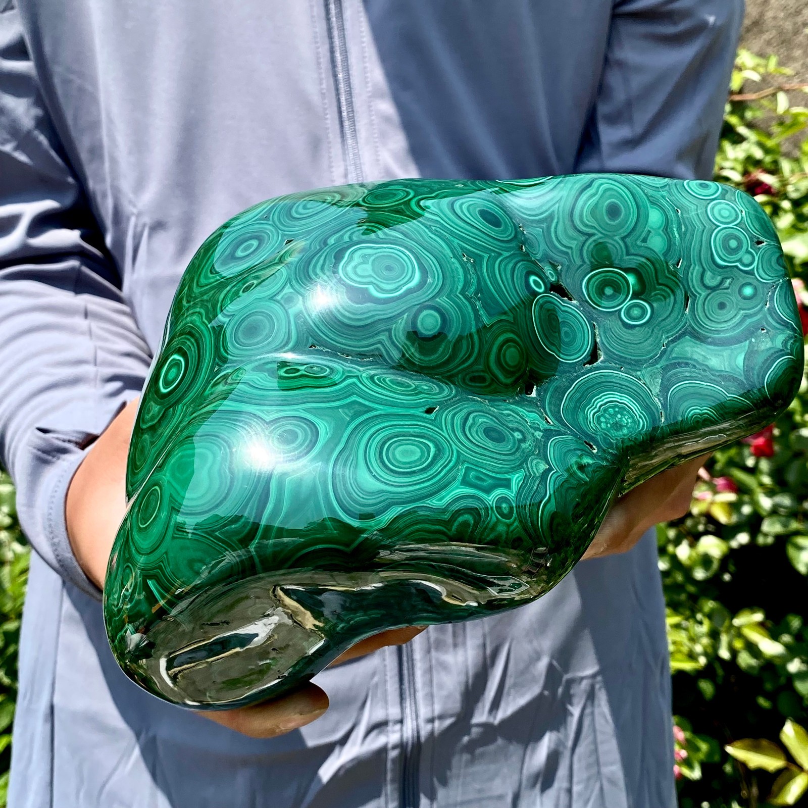 8.5LB Natural glossy Malachite egg transparent cluster rough mineral sample