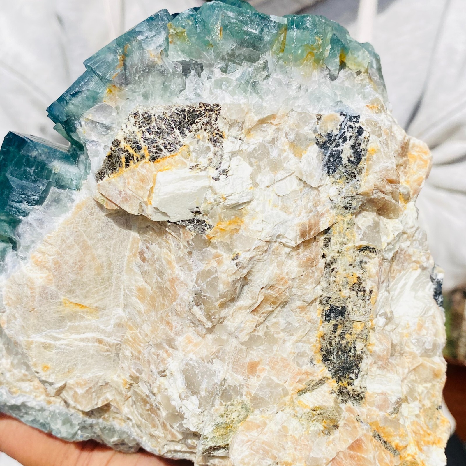 6070g Large Raw Natural Green Fluorite Cubic Crystal Cluster Rough Specimen