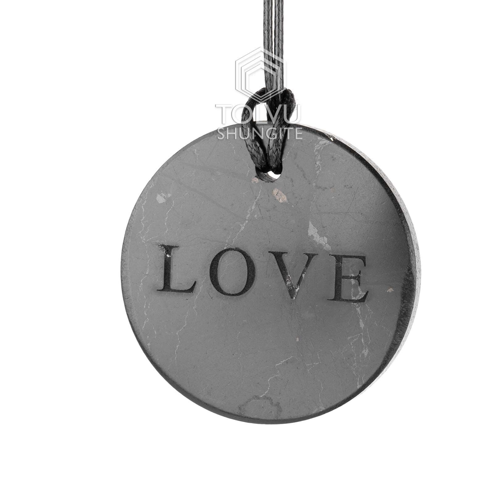 Real Shungite pendant “Love” Natural Karelian black shungite mineral, C60 Tolvu