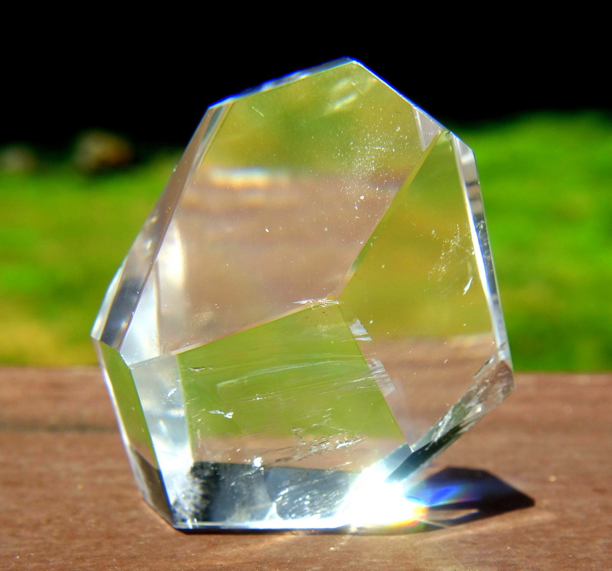 Polished Lemurian Quartz Free Form Crystal with Rainbow