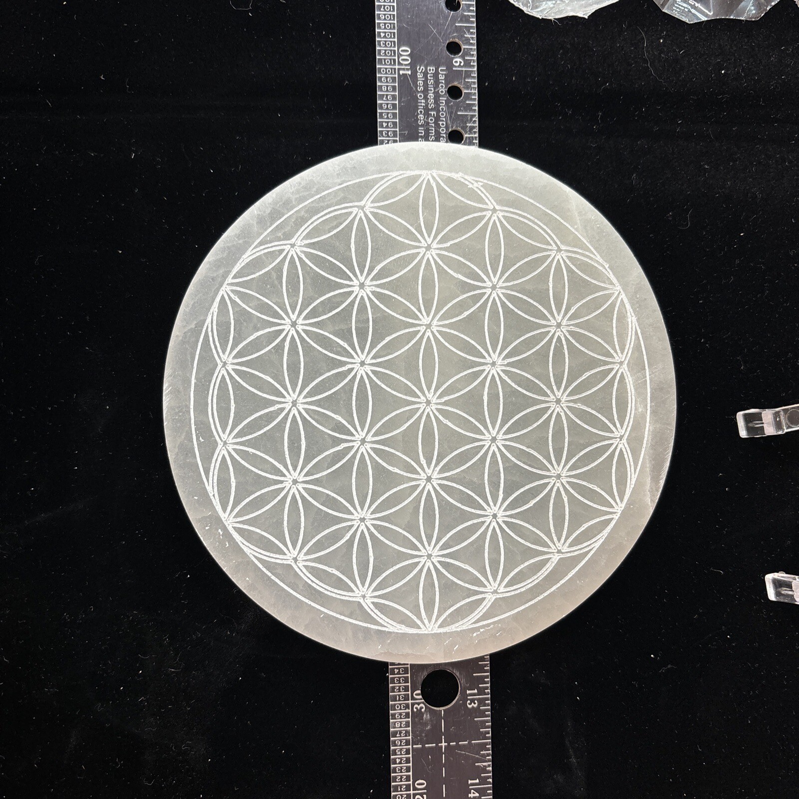 5 1/2” Selenite Charging Plate/Grid With Flower Of Life