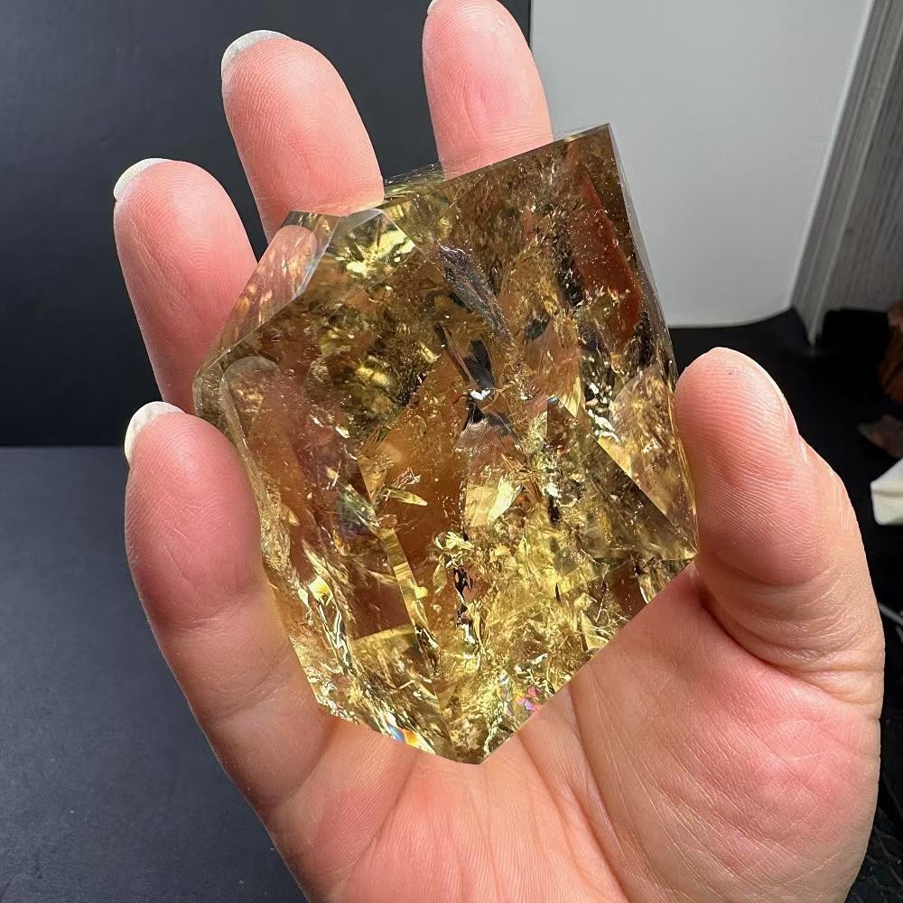 266g Natural Citrine Quartz Carved Freeform Crystal Reiki Healing Decor