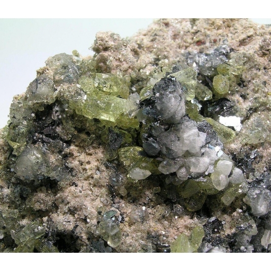 KB: BRIGHT SW FL. ORANGE APATITE XLS. W/ FL. WHITE CALCITE FROM SPAIN